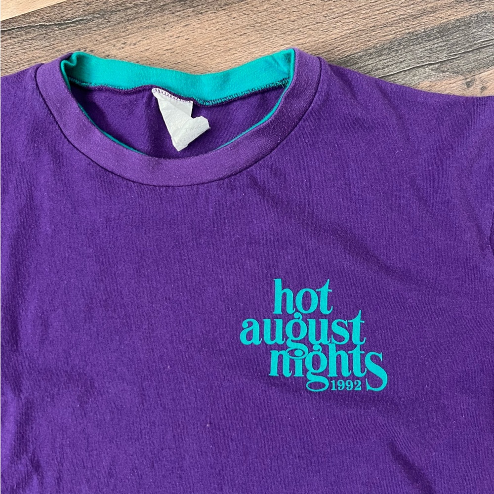 Vintage 90s Mens' Reno Hot August Nights Layered Tee Purple Teal Size Small - Picture 2 of 7